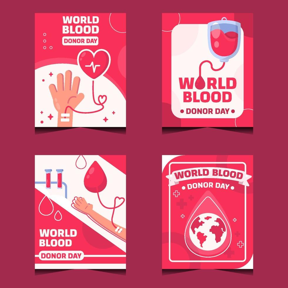 colección de tarjetas del día mundial del donante de sangre vector