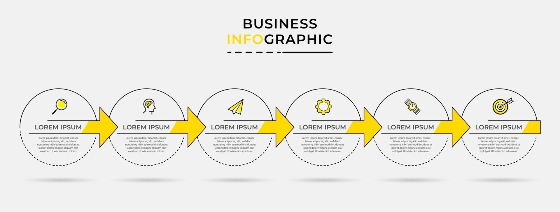 Vector Infographic design business template with icons and 6 six options or steps Can be used for process diagram presentations