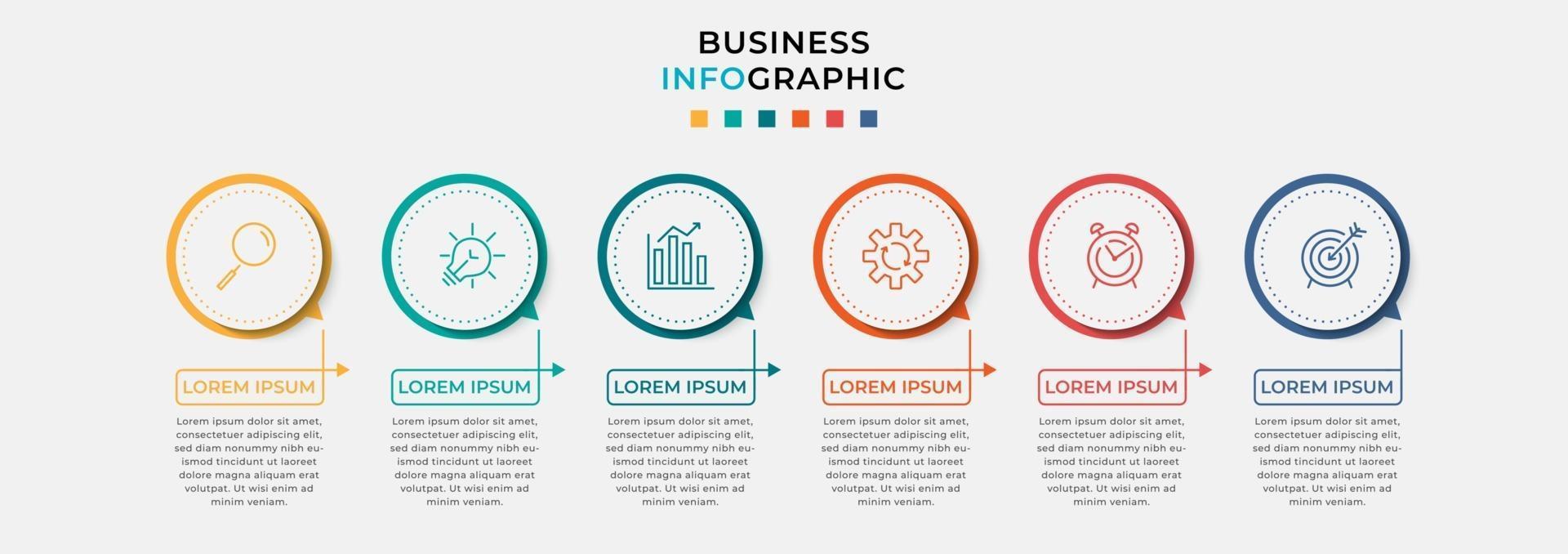 Vector Infographic design business template with icons and 6 six options or steps Can be used for process diagram presentations