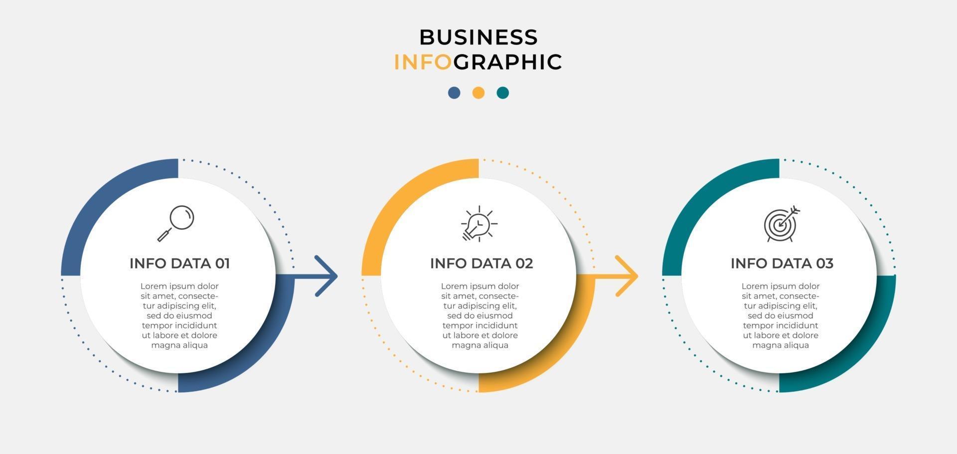 Vector Infographic design business template with icons and 3 three options or steps Can be used for process diagram presentations