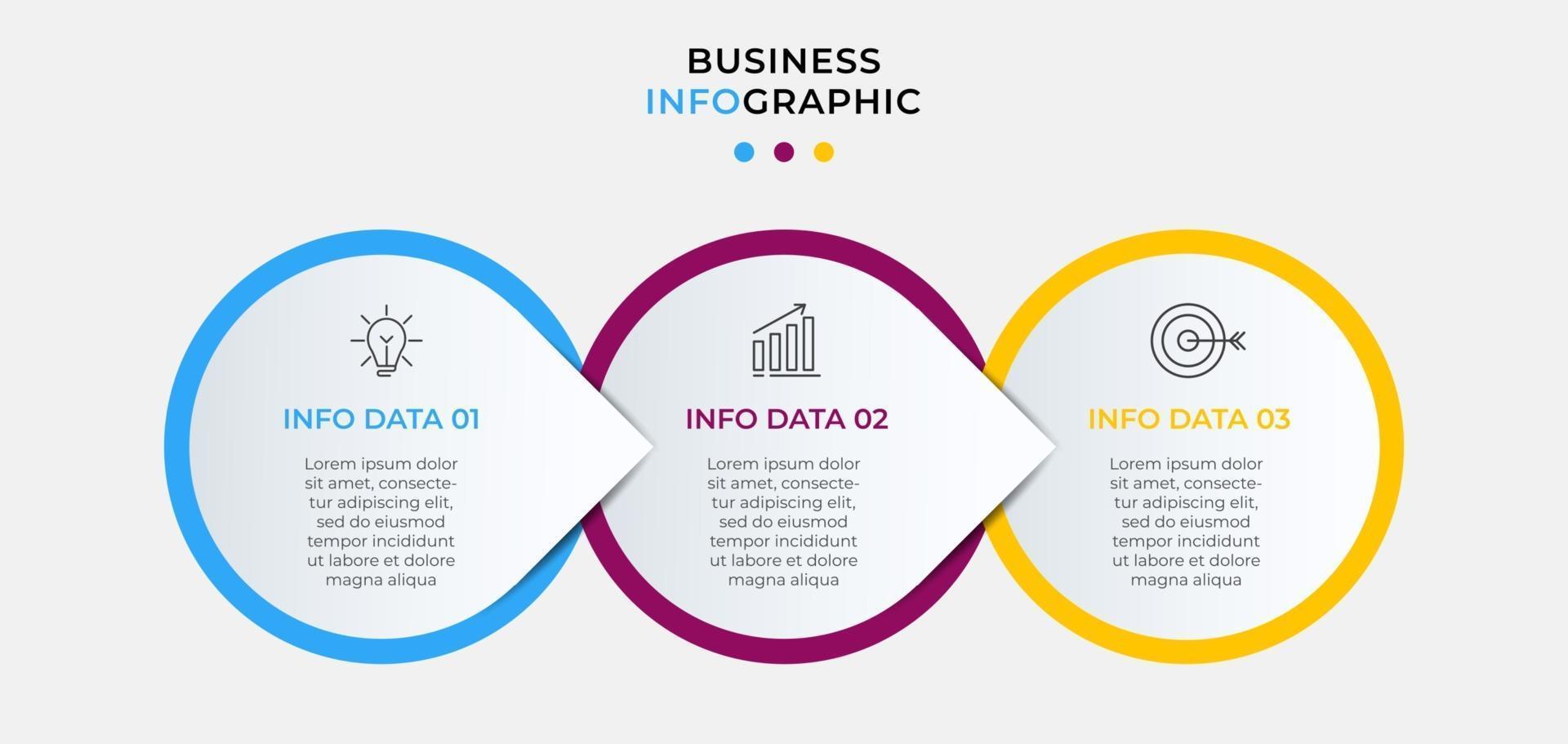 Vector Infographic design business template with icons and 3 three options or steps Can be used for process diagram presentations