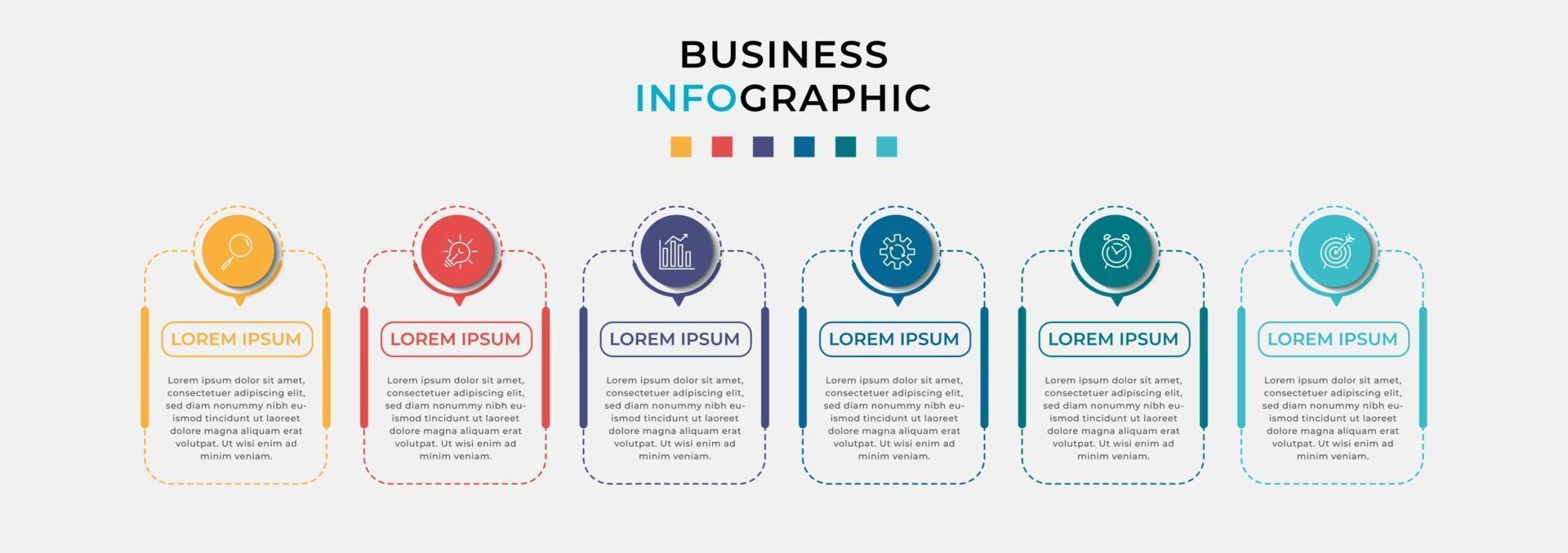 Vector Infographic design business template with icons and 6 six options or steps Can be used for process diagram presentations