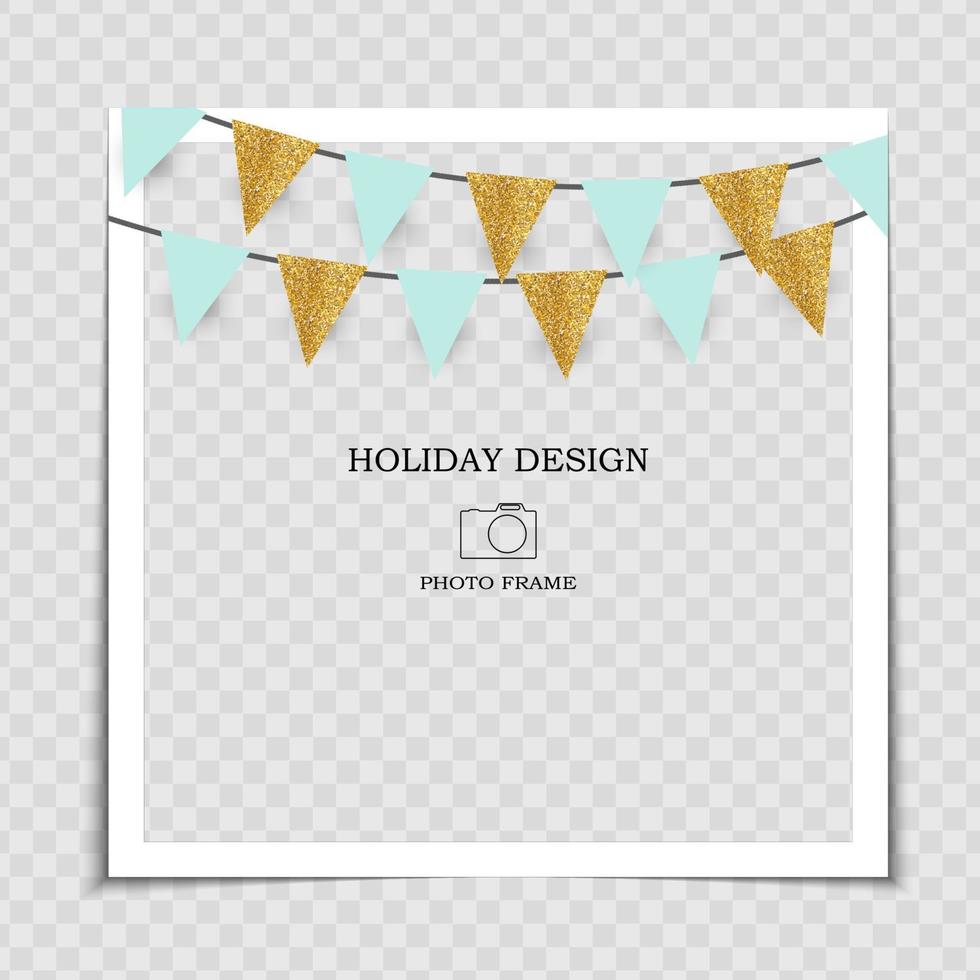 Party Holiday Photo Frame Template with balloons for post in Social Network vector