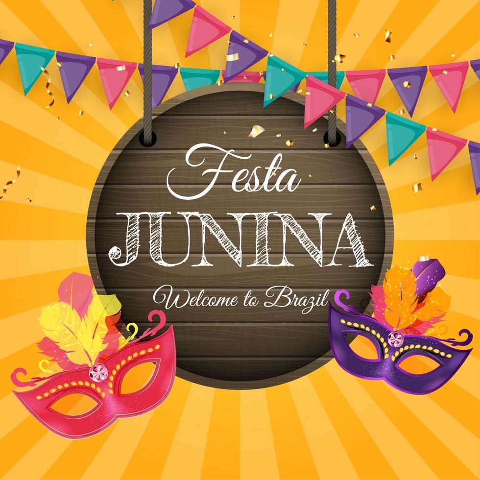 Festa Junina Background with Party Flags Brazil June Festival Background vector