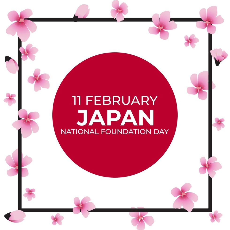 Japan Nation Foundation Day Background with Sakara Flowers 11 February vector