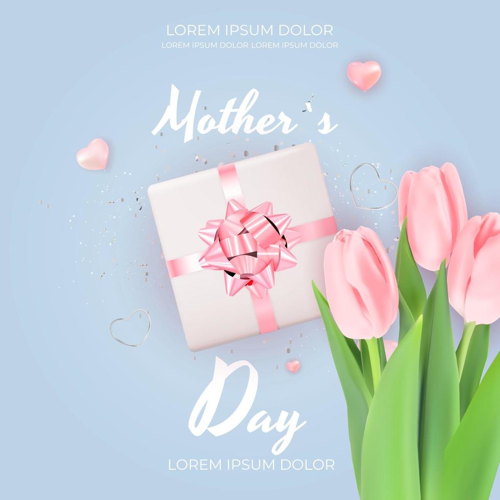 Happy Mother s Day Card with Realistic Tulip Flowers vector