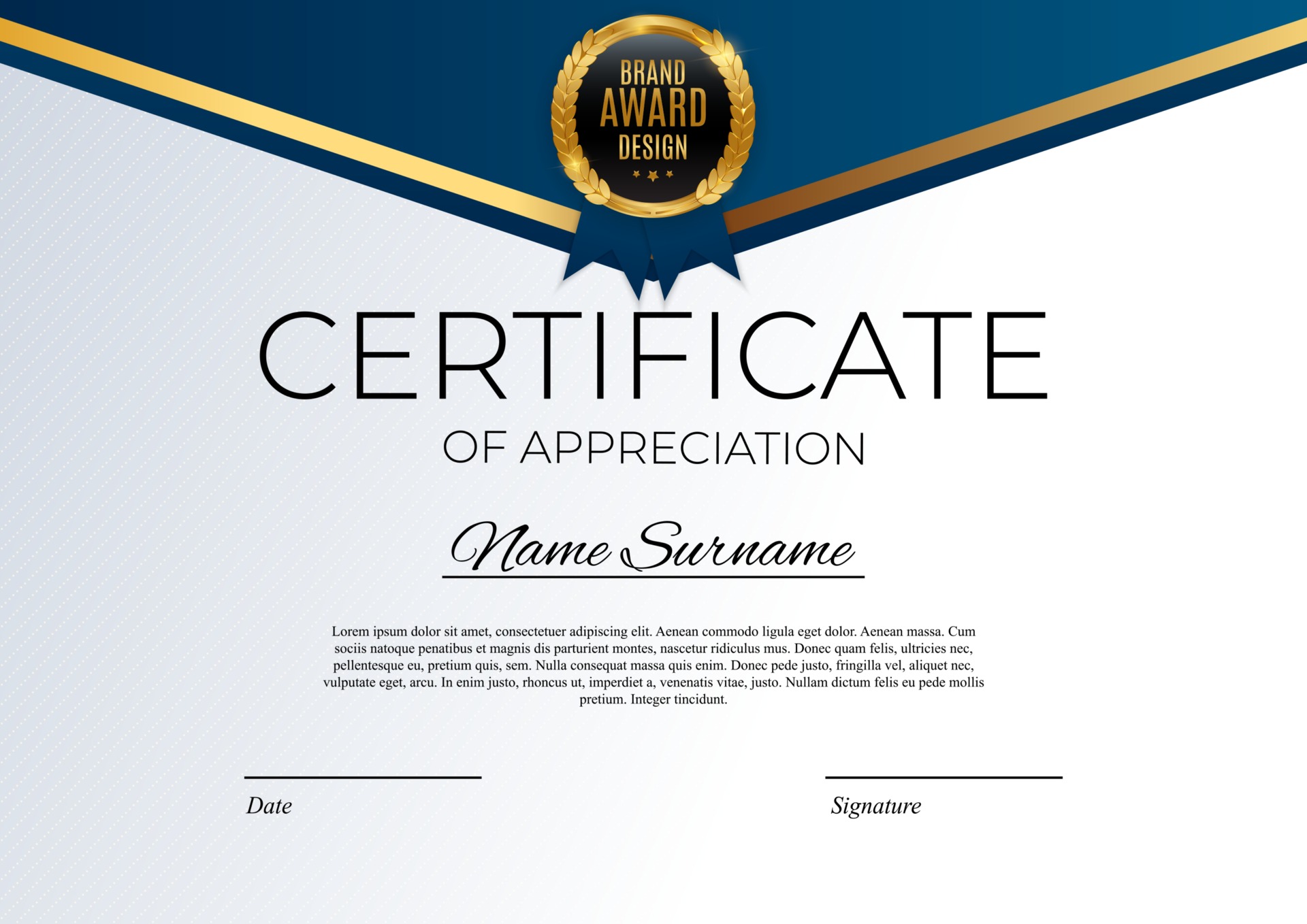 Blue and gold Certificate of achievement template Background with Regarding Blank Certificate Of Achievement Template