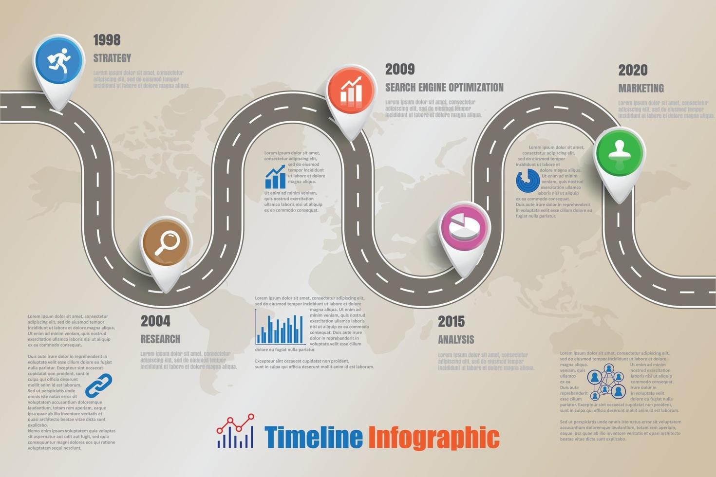 Business road map timeline infographic icons designed for abstract background template element modern diagram process web pages technology digital marketing data presentation chart Vector illustration