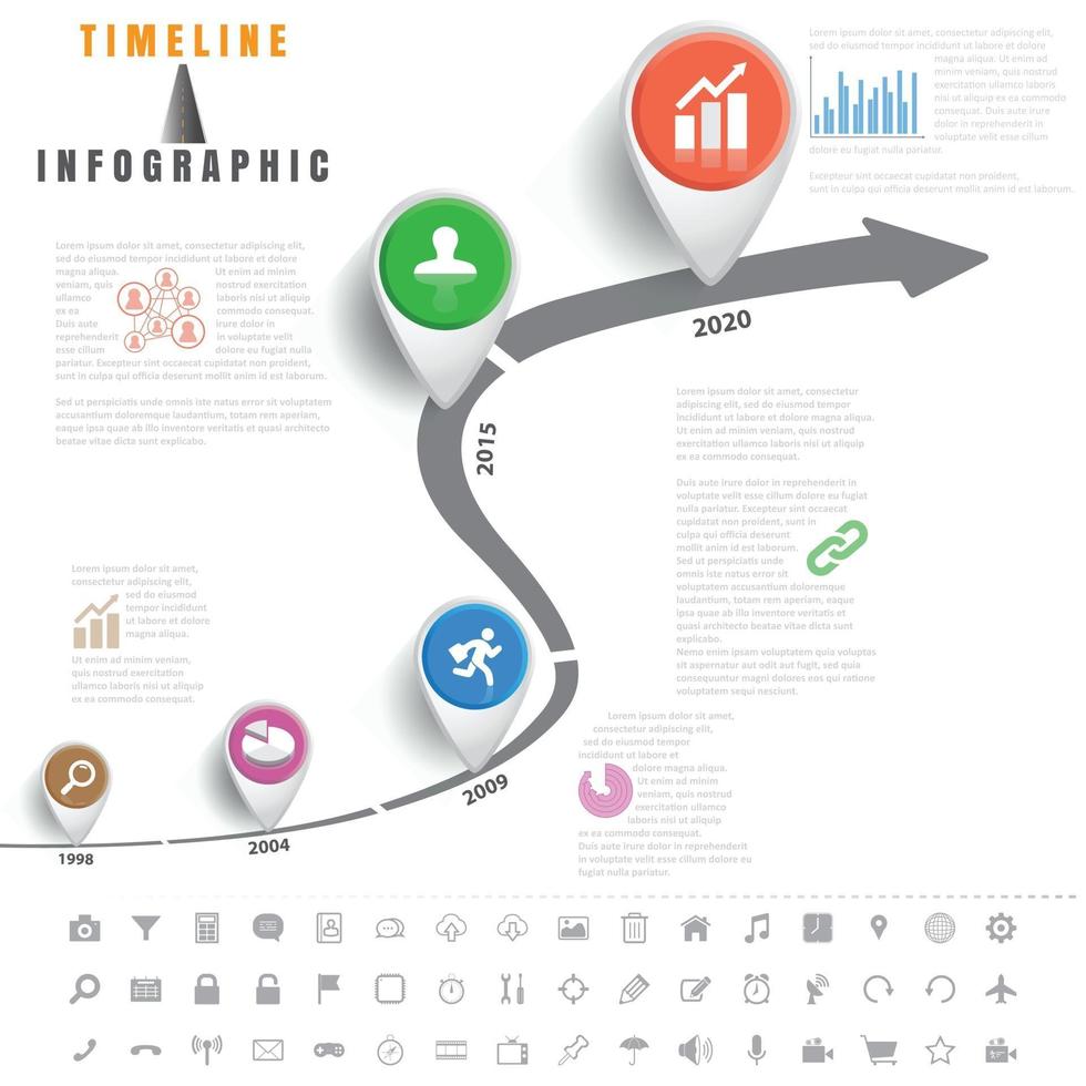 Business road map timeline infographic icons designed for abstract background template milestone element modern diagram process technology digital marketing data presentation chart Vector illustration