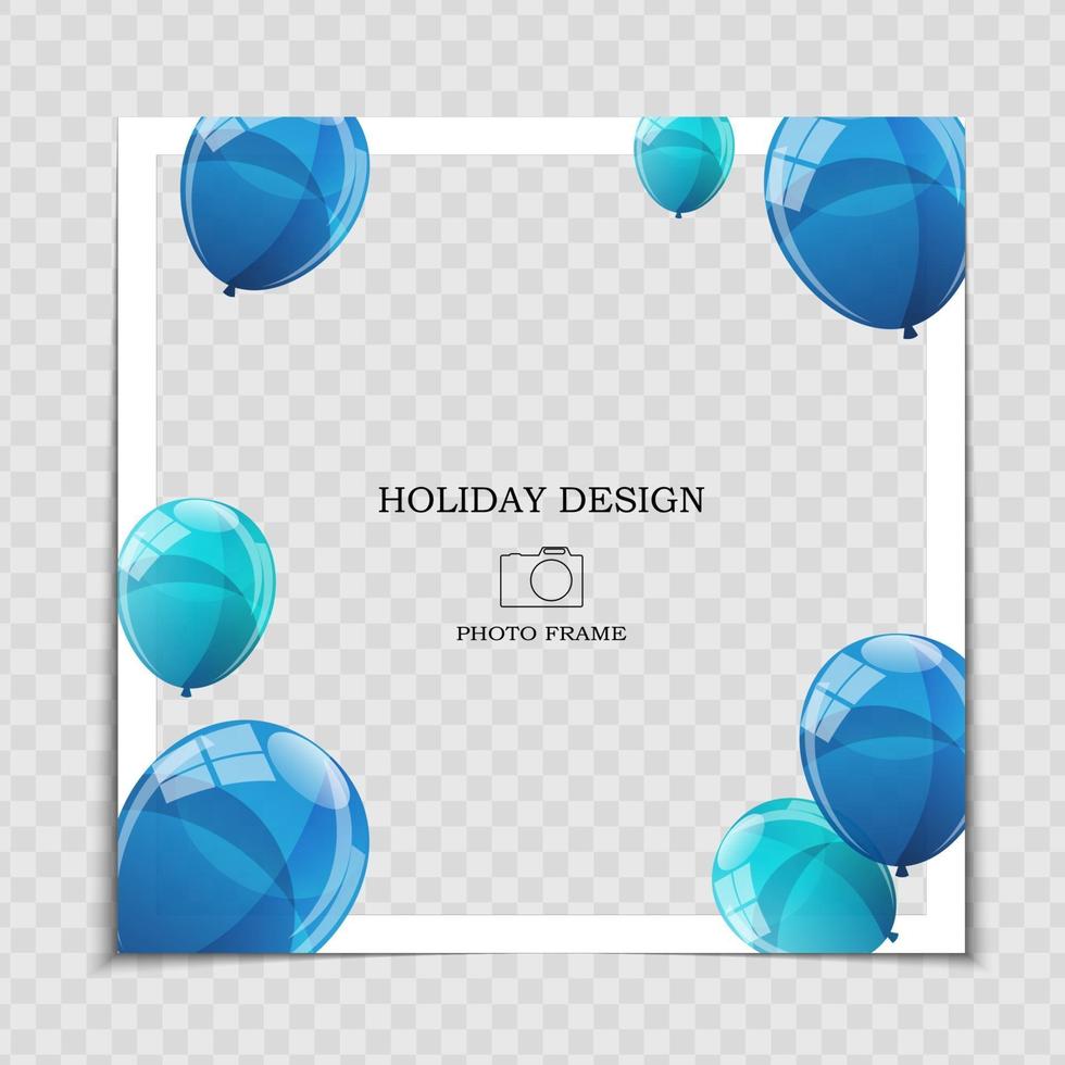 Party Holiday Photo Frame Template with flags for post in Social Network vector