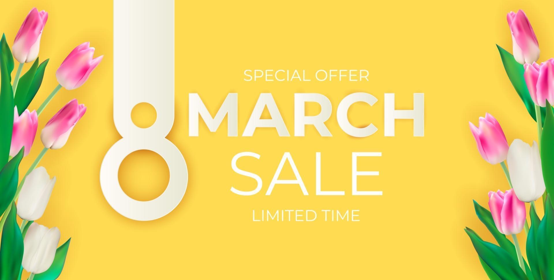 8 March sale banner Background Design Template for advertising or web or social media and fashion ads vector