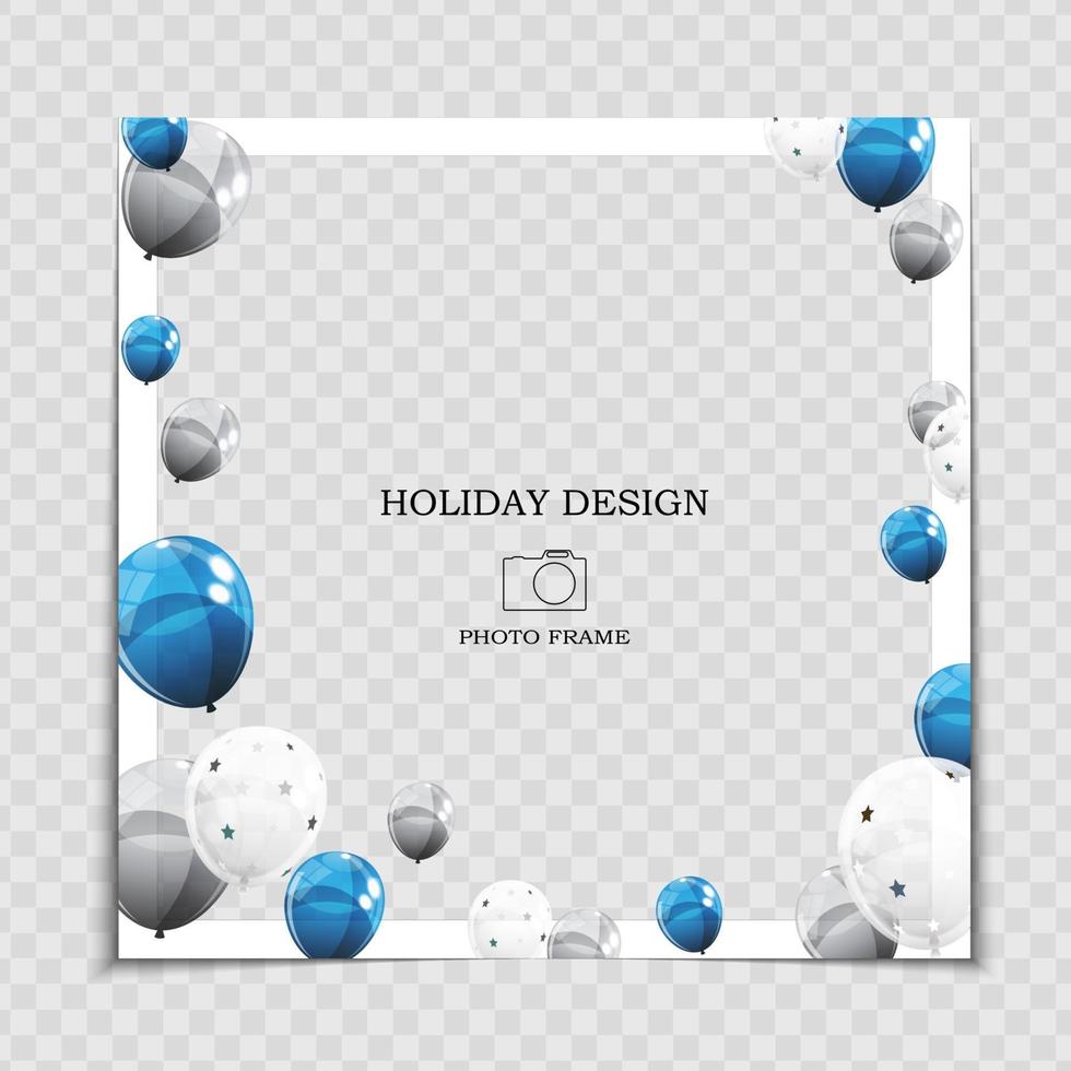 Party Holiday Photo Frame Template with flags for post in Social Network vector