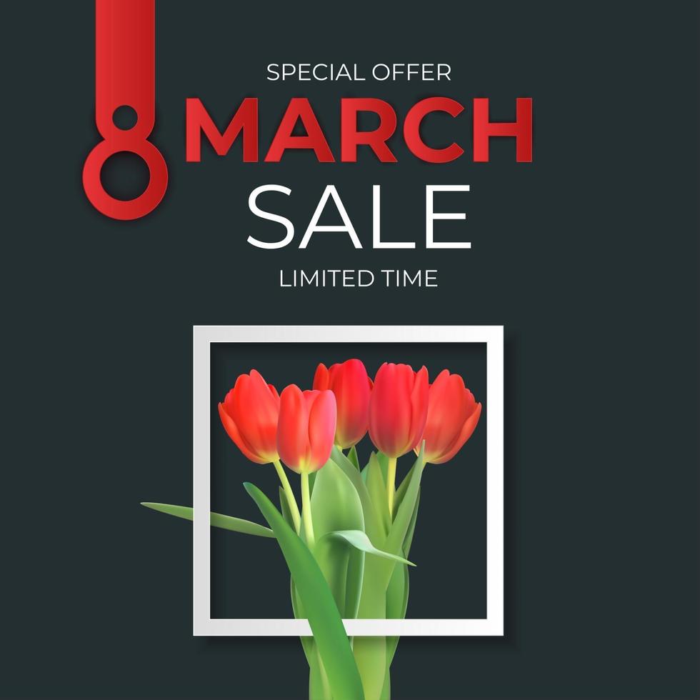 8 March sale banner Background Design Template for advertising or web or social media and fashion ads vector