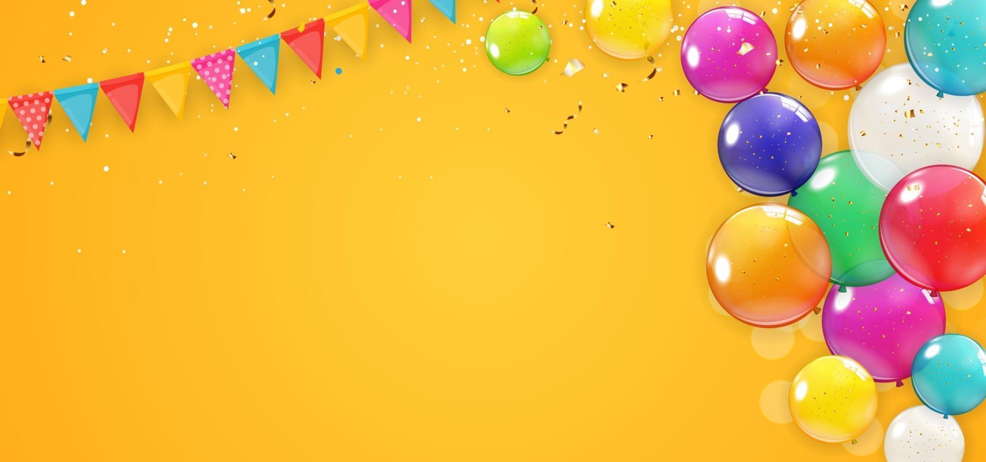 Banner de fiesta y fiesta con diseño de fondo de globos vector
