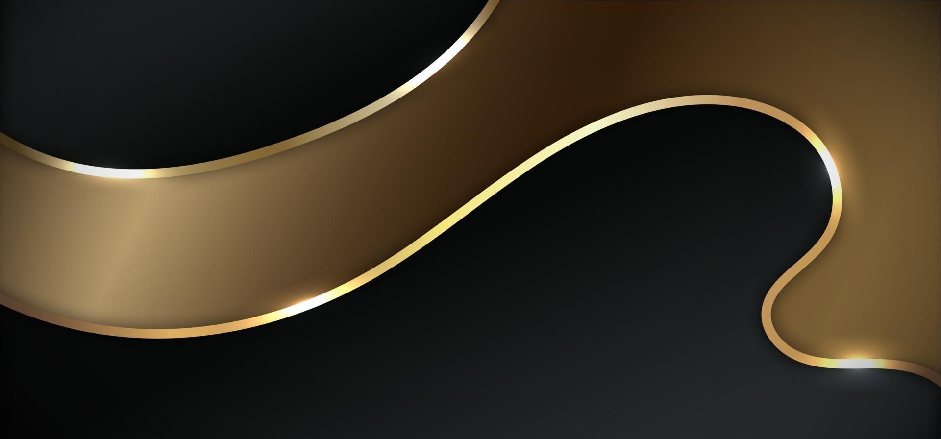 Abstract black and gold wavy layers curve shape background luxury style vector