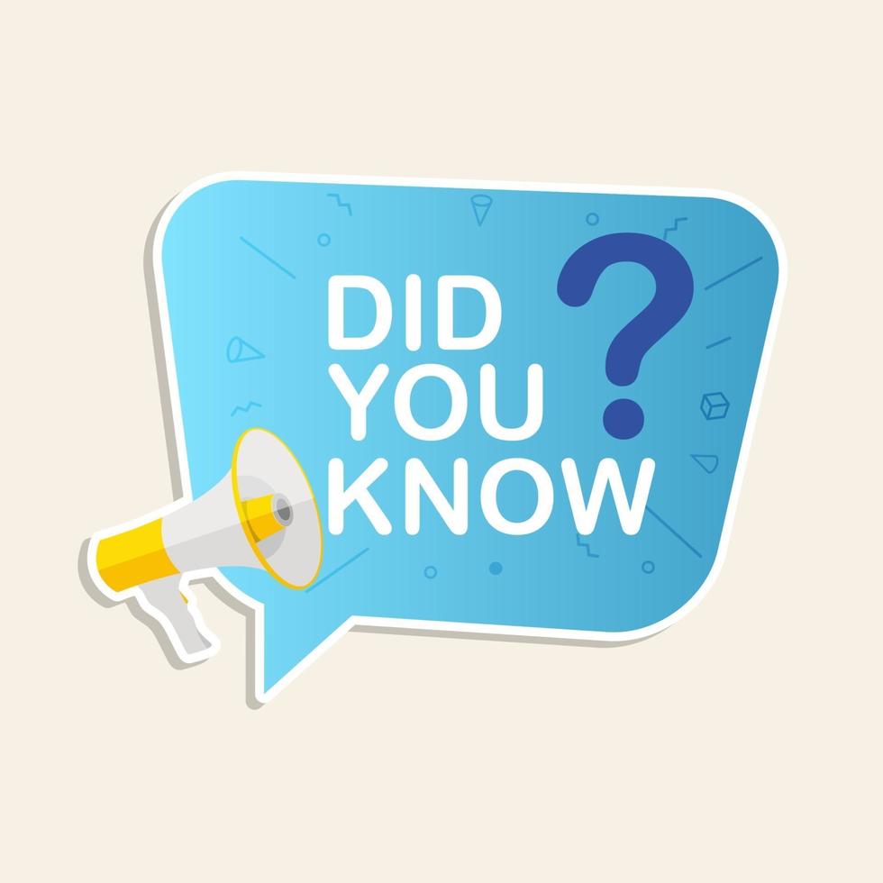 Did you know label sticker with speech bubble and megaphone vector