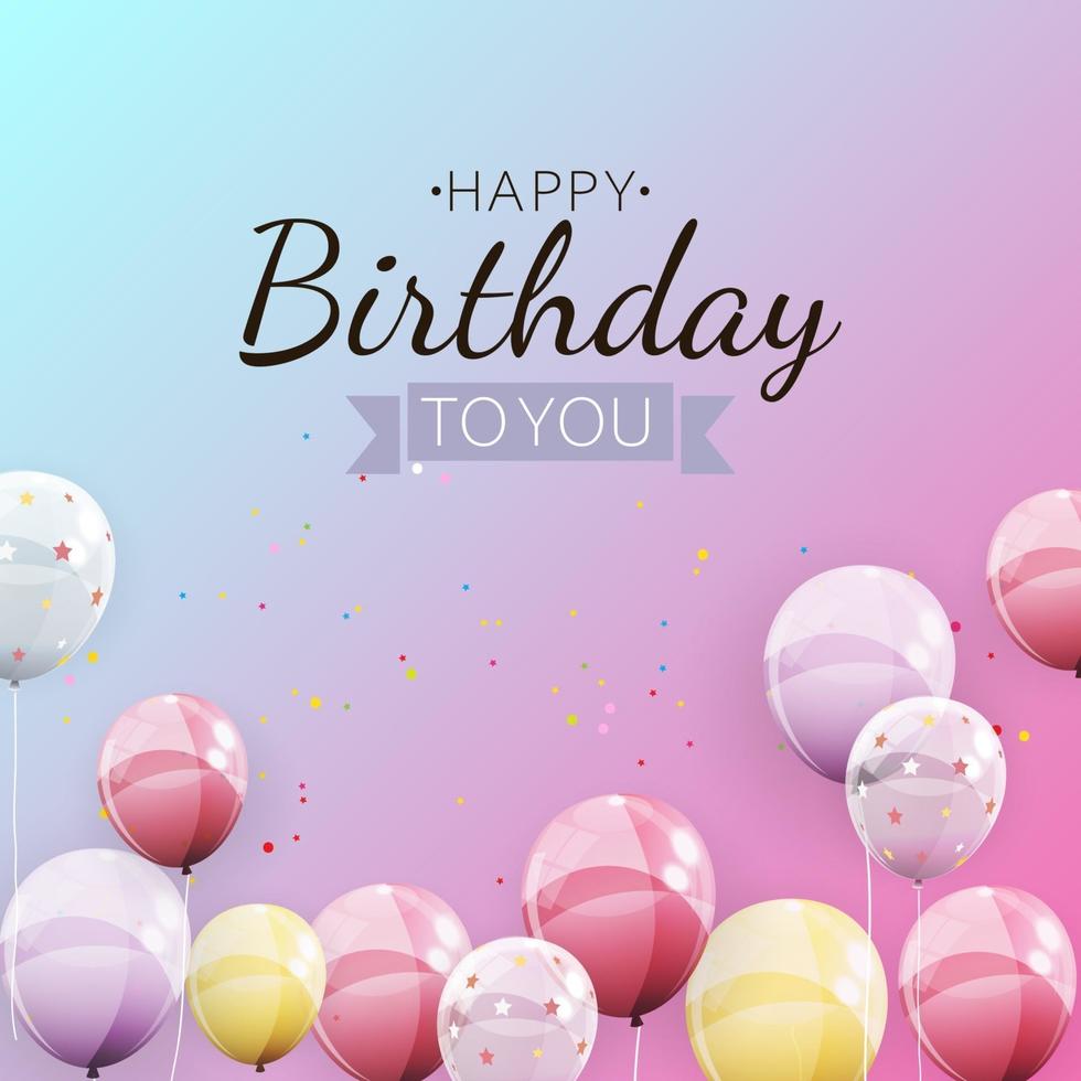 Fondo de banner de globos de feliz cumpleaños brillante de color vector