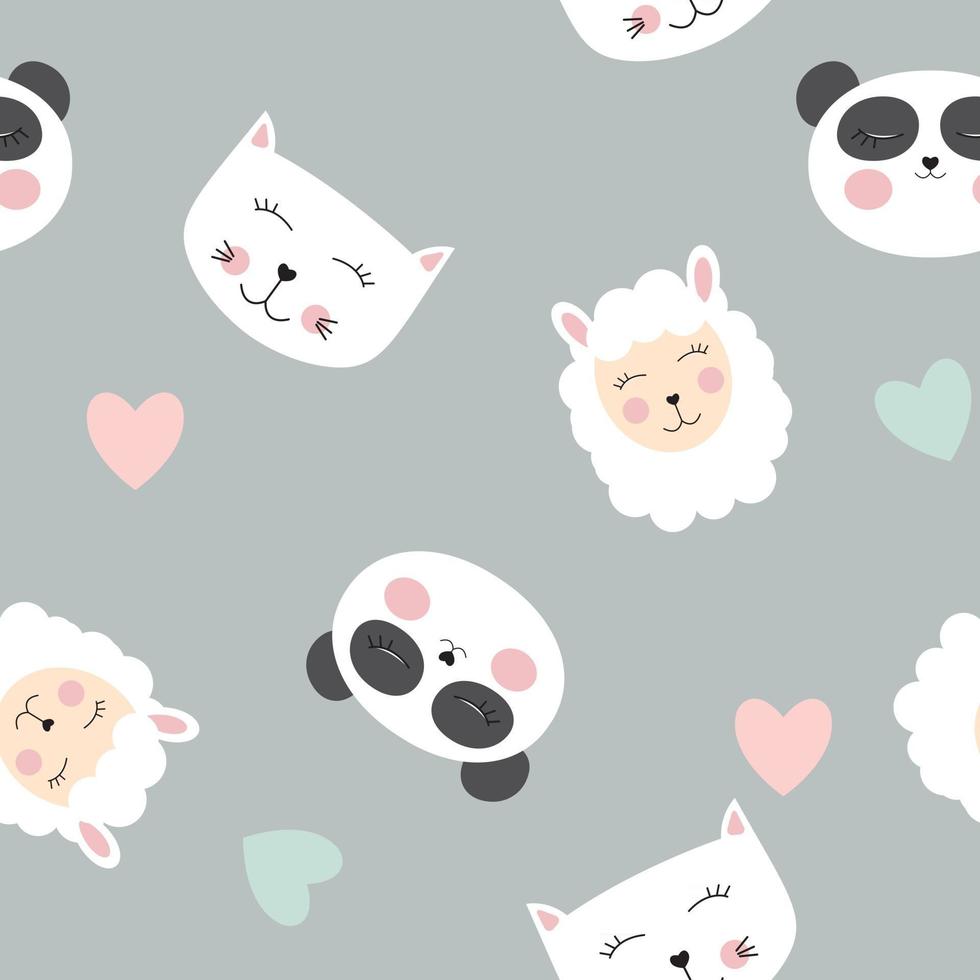 Cute animals seamless pattern background vector