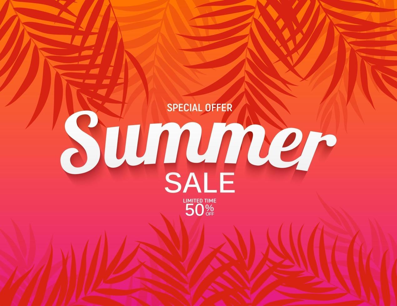 Abstract Summer Sale Background with Palm Leaves vector