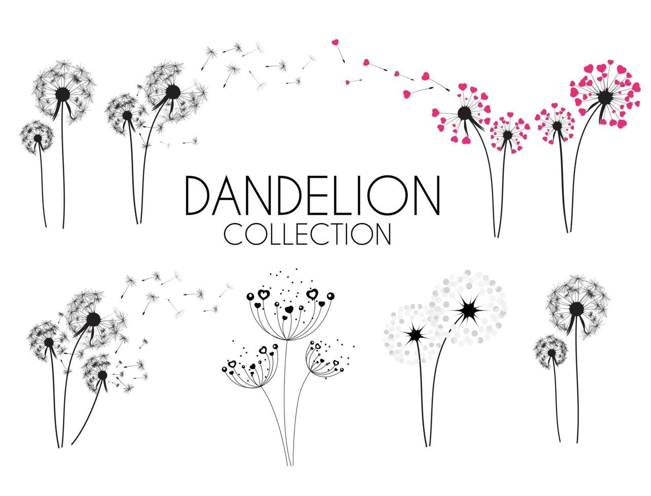 Abstract Dandelion Collection Set vector