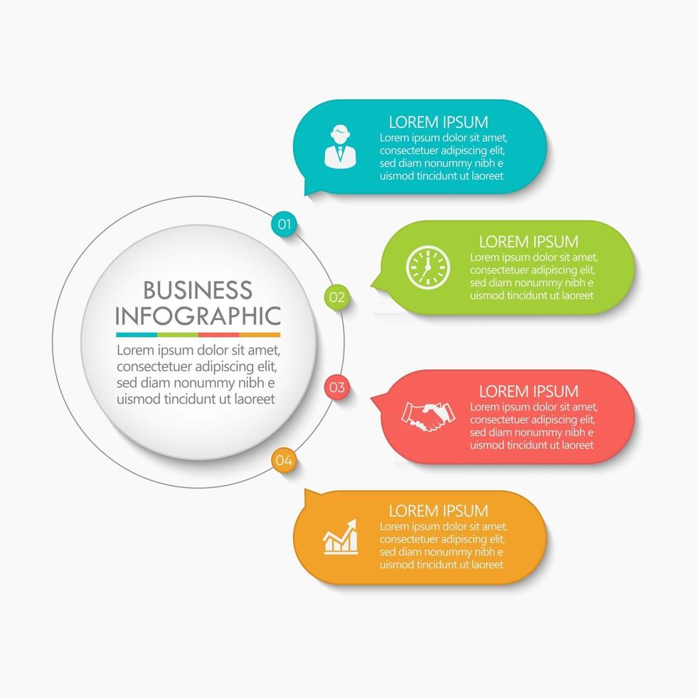 Iconos de infografía de línea de tiempo de círculo empresarial diseñados para plantilla de fondo abstracto vector