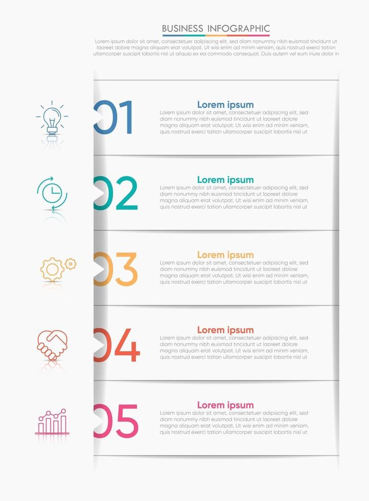 Iconos infográficos de la línea de tiempo de visualización de datos comerciales diseñados para la plantilla de fondo abstracto vector