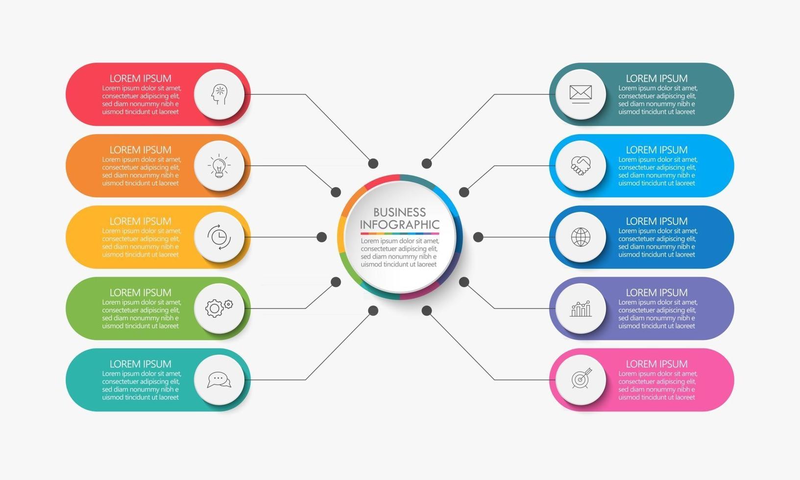 Iconos de infografía de línea de tiempo de círculo empresarial diseñados para plantilla de fondo abstracto vector