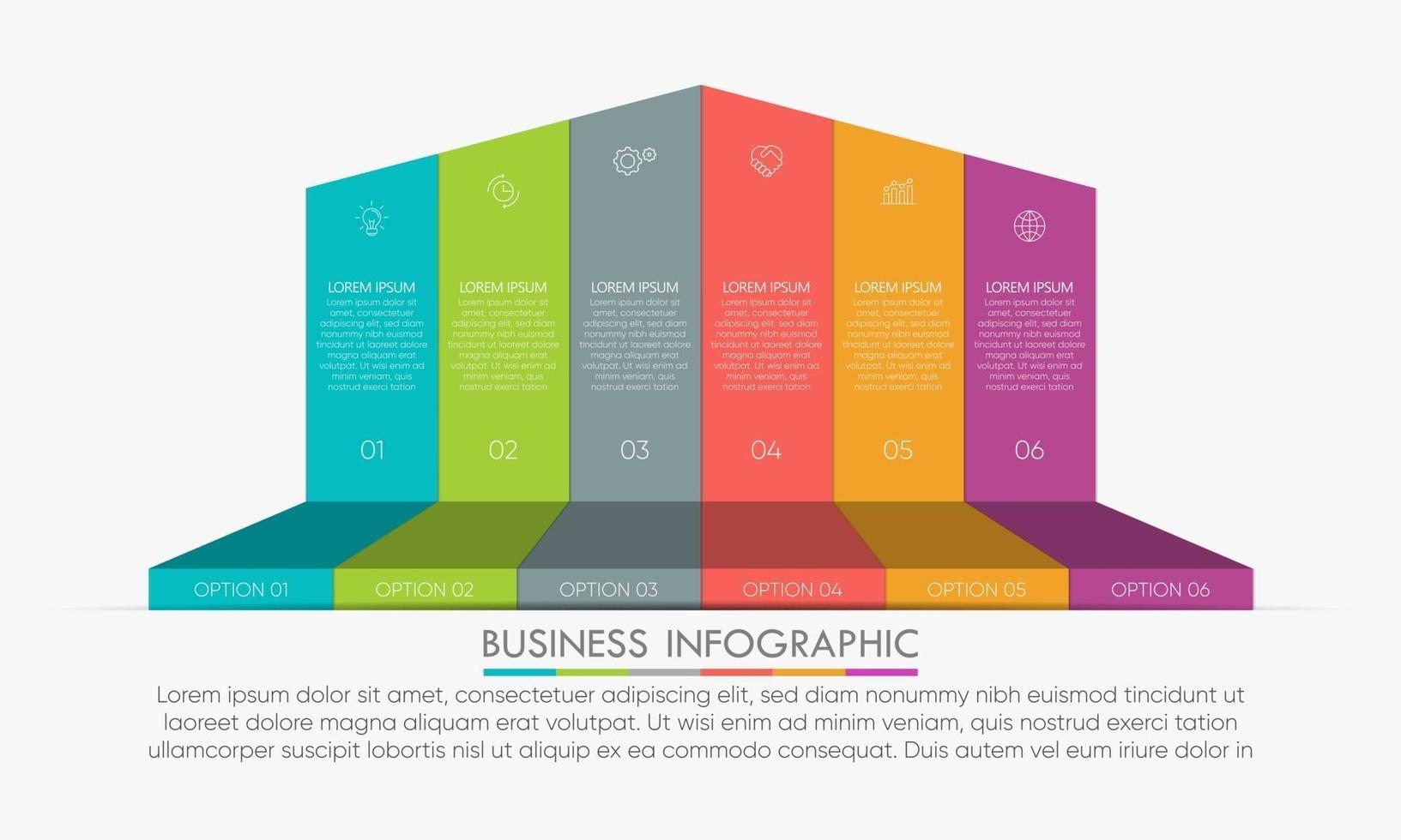 Iconos infográficos de la línea de tiempo de visualización de datos comerciales diseñados para la plantilla de fondo abstracto vector