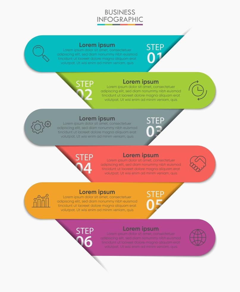 Iconos infográficos de la línea de tiempo de visualización de datos comerciales diseñados para la plantilla de fondo abstracto vector