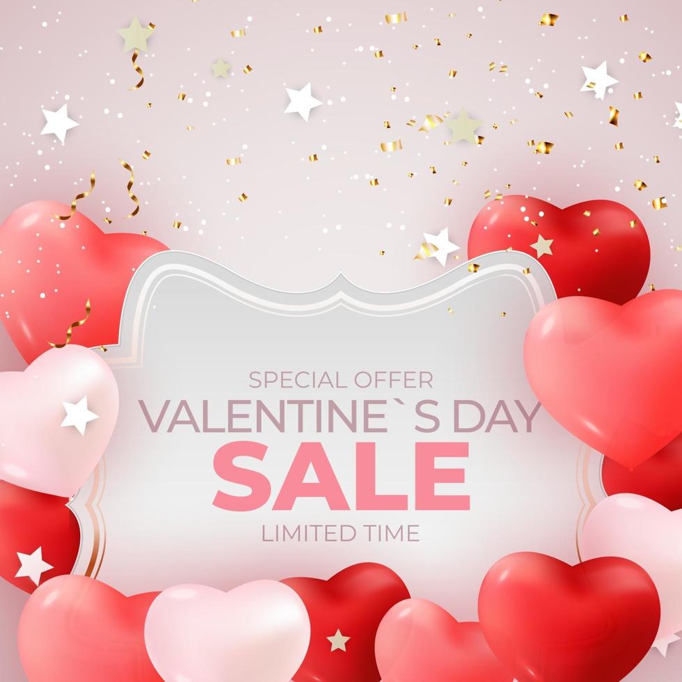 Valentine s Day sale banner Background Design Template for advertising or web or social media and fashion ads vector