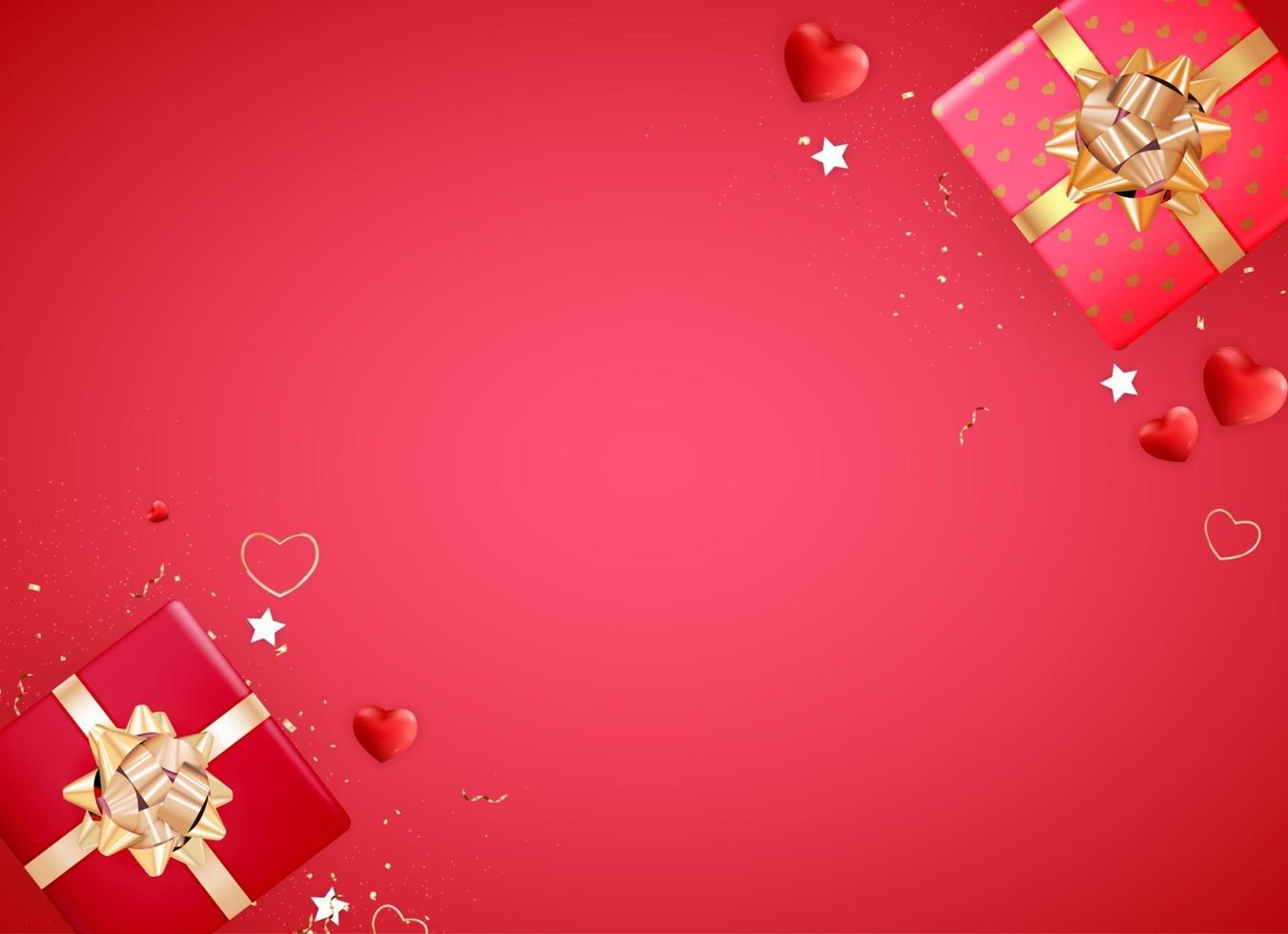 Diseño de fondo del día de San Valentín con labios y corazones realistas para plantilla para publicidad o web o redes sociales y anuncios de moda vector