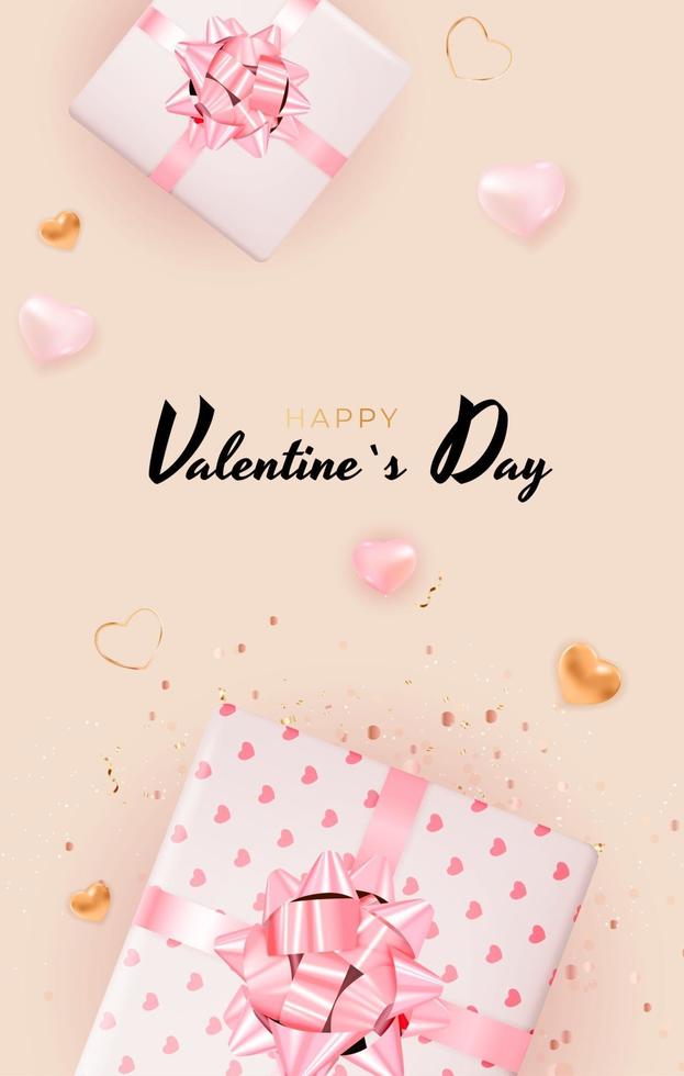 Diseño de fondo del día de San Valentín con labios y corazones realistas para plantilla para publicidad o web o redes sociales y anuncios de moda vector