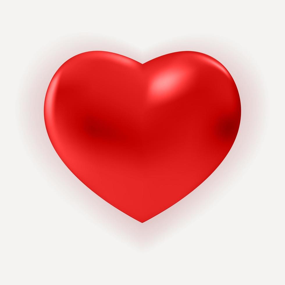 Realistic Red Glossy Metal Heart vector