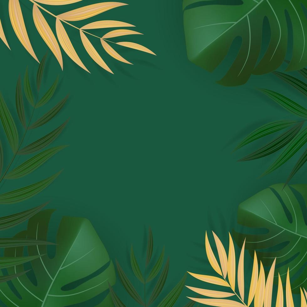 Fondo tropical de hoja de palma verde realista abstracto vector