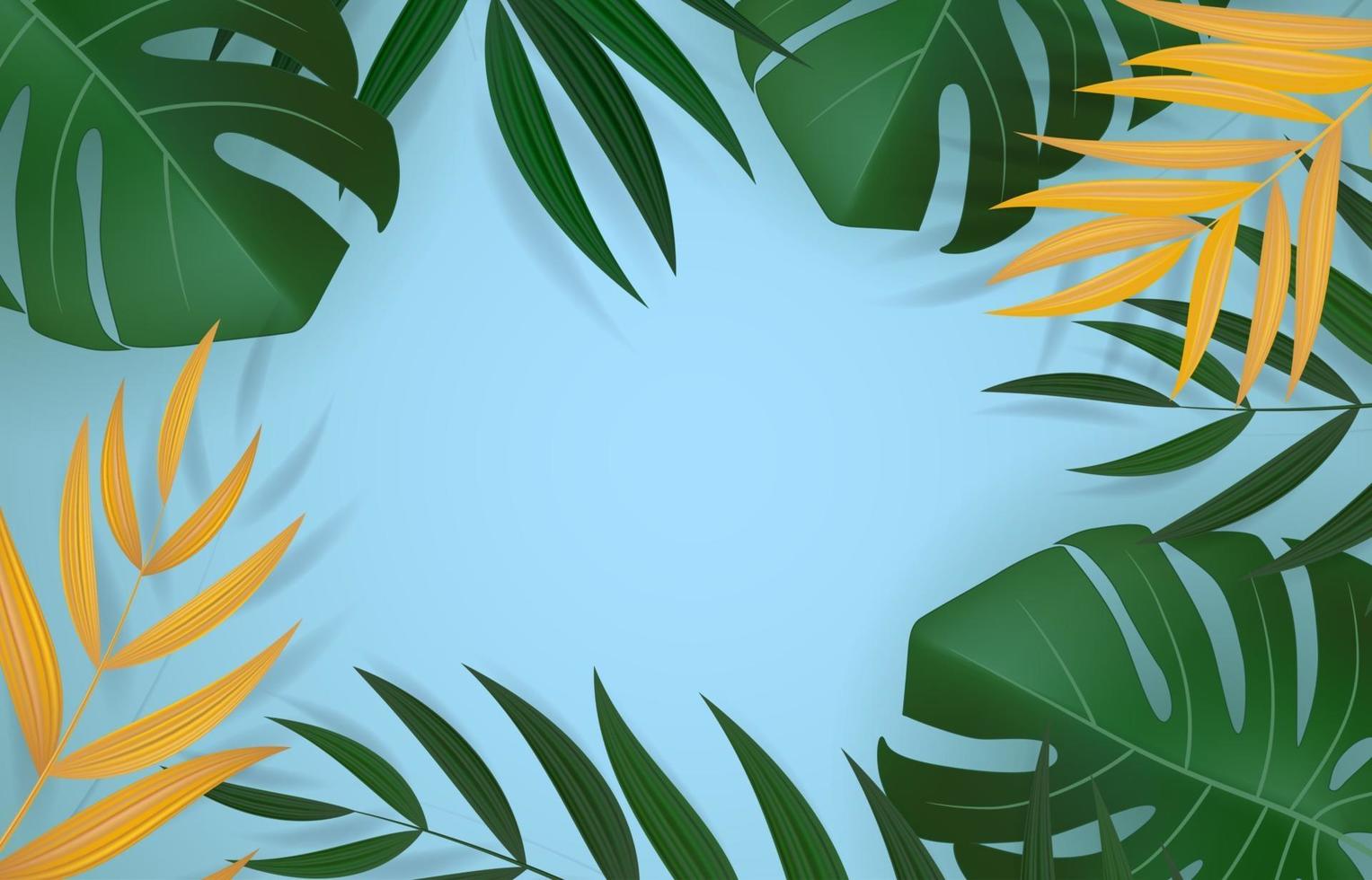 Natural Realistic Green Palm Leaf Tropical Background vector