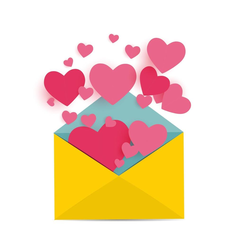 Envelope with Heart Symbol Love and Feelings Background Design vector