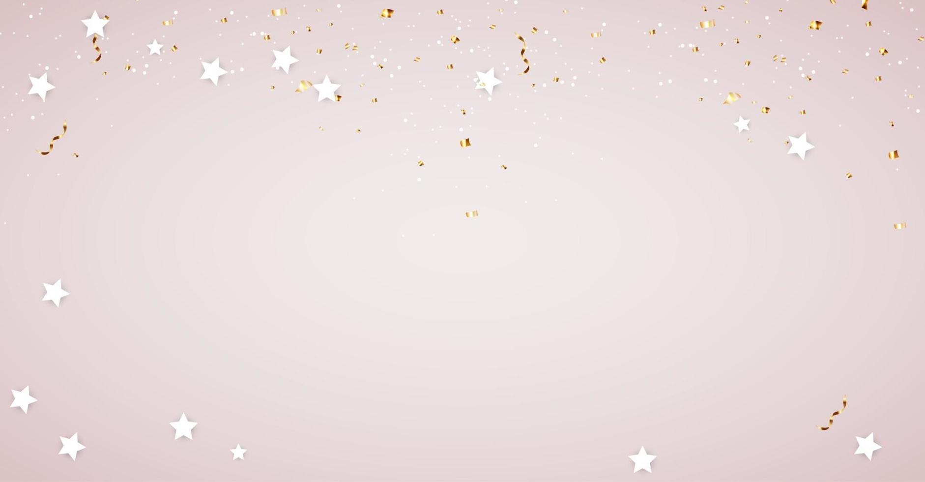 Glossy Background Template with Confetti and Stars vector