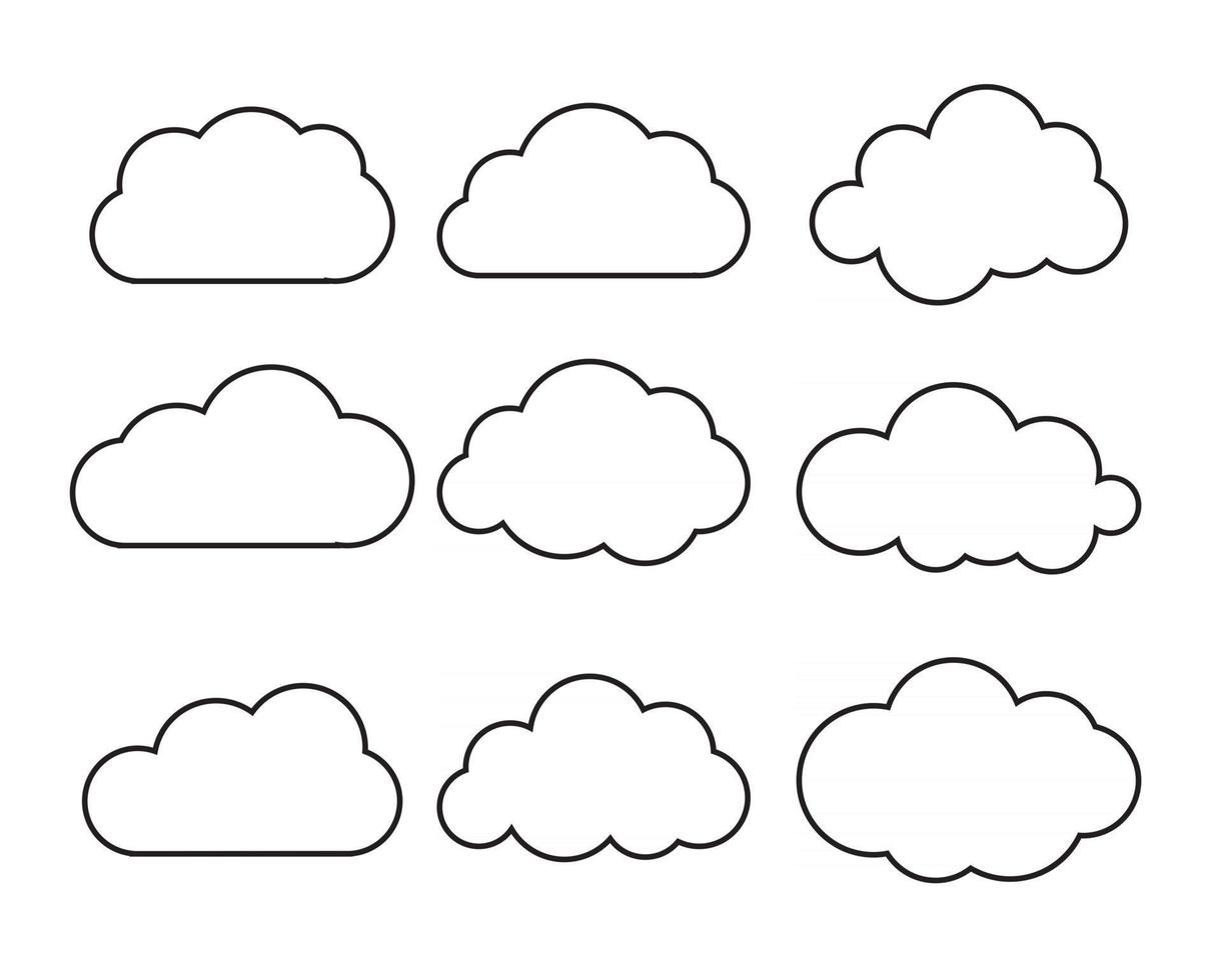 White blank  Cloud symbol or logo thinking balloon set on white background vector