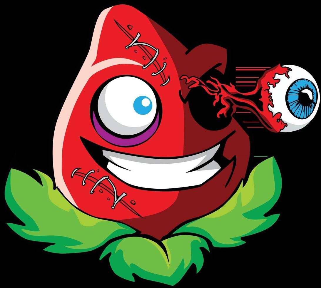 Zombie Plant Popping Eye Tshirt Design vector