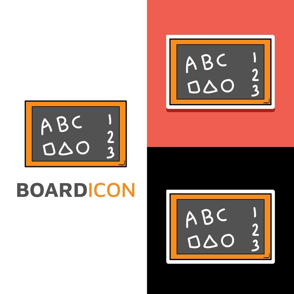 Black Board kawaii icon logo Back to school cute cartoon hand drawn doodle icon sticker vector