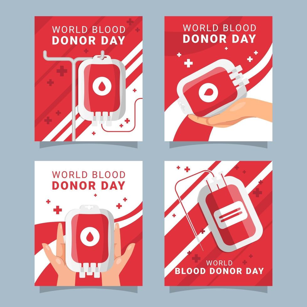 colección de tarjetas de donante de sangre mundial vector
