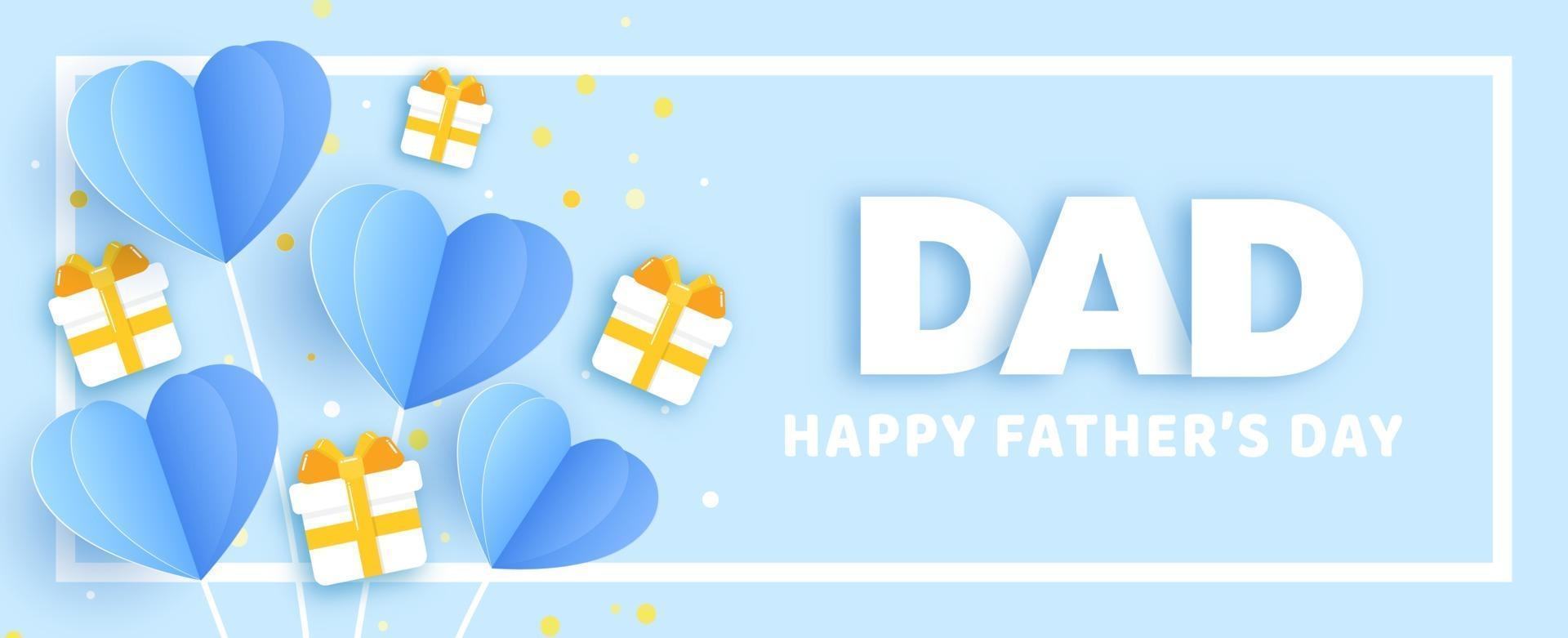 banner del día del padre en estilo de corte de papel vector