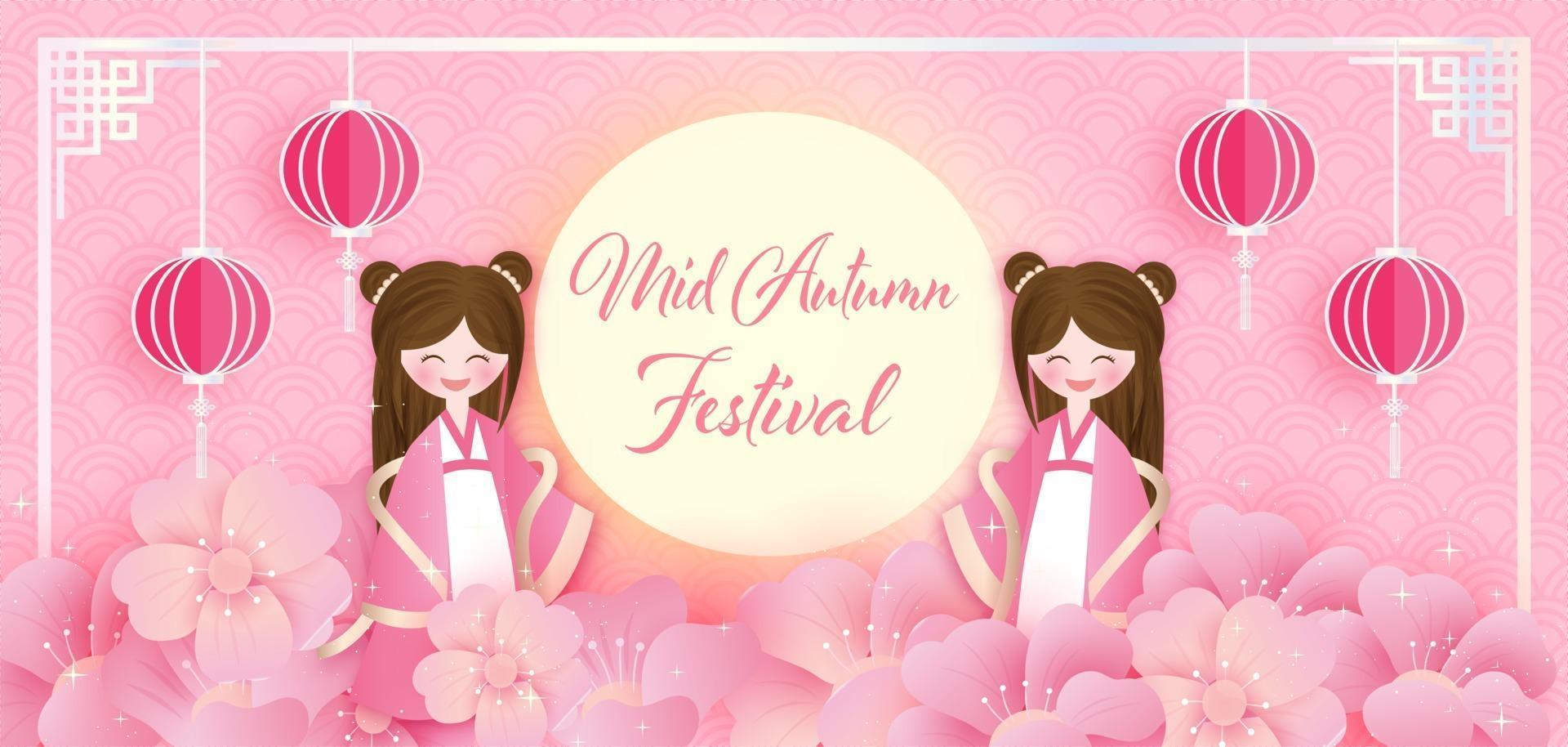 Mid autumn festival sale banner vector