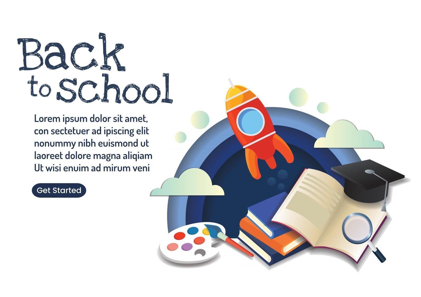 rocket book  and text back to school kid stuffs kid object Stationery and uniform all toys vector