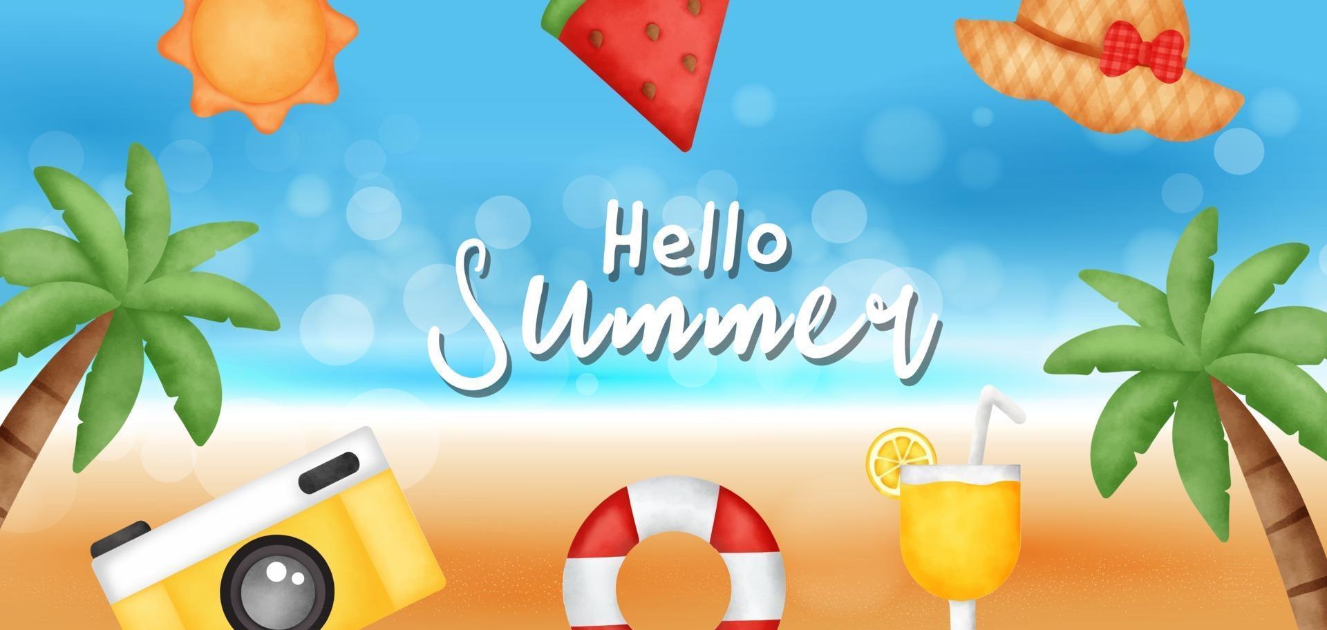 Summer sale banner with summer element vector