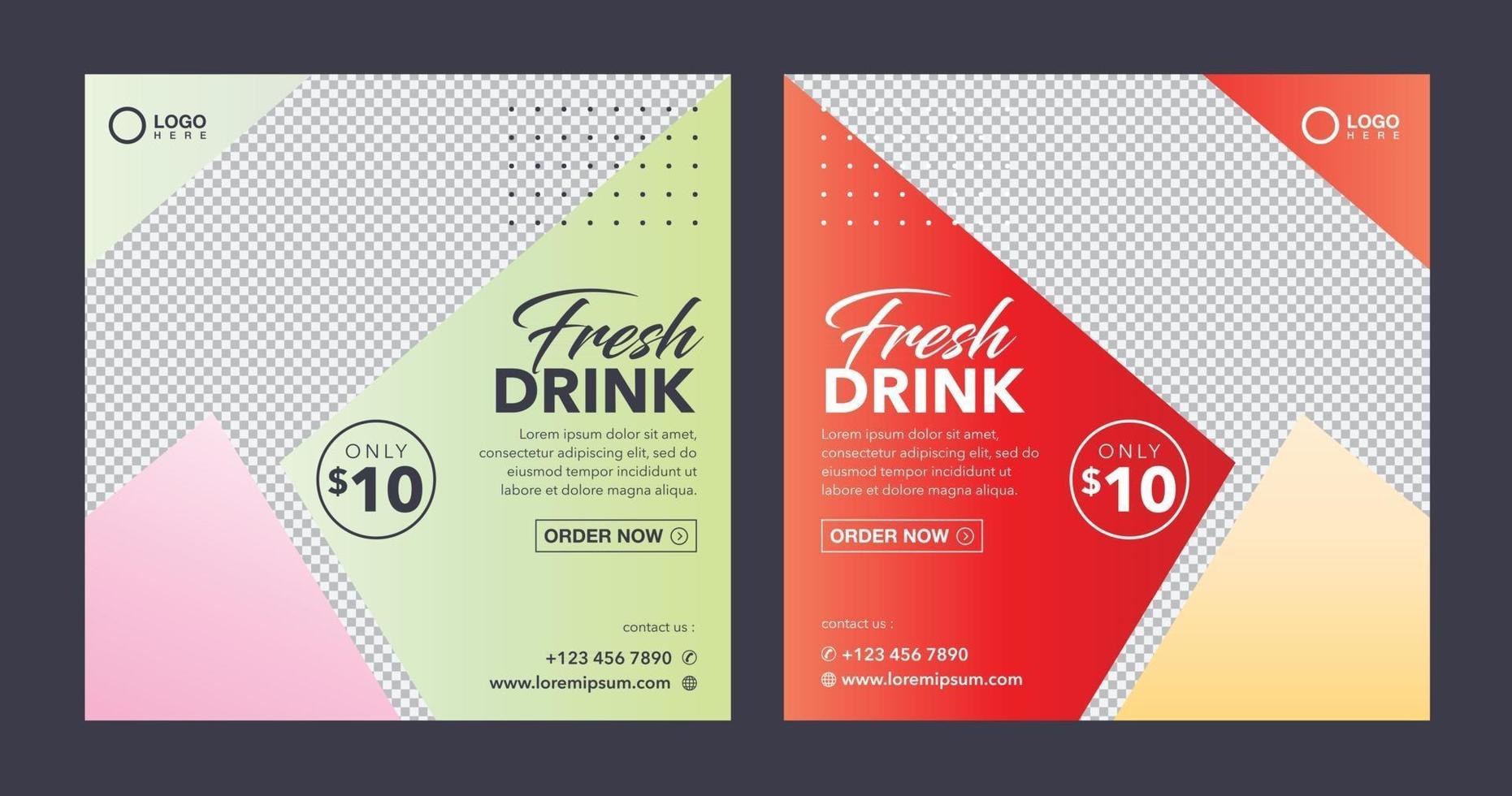 healthy fresh juice drink banner for social media post template vector