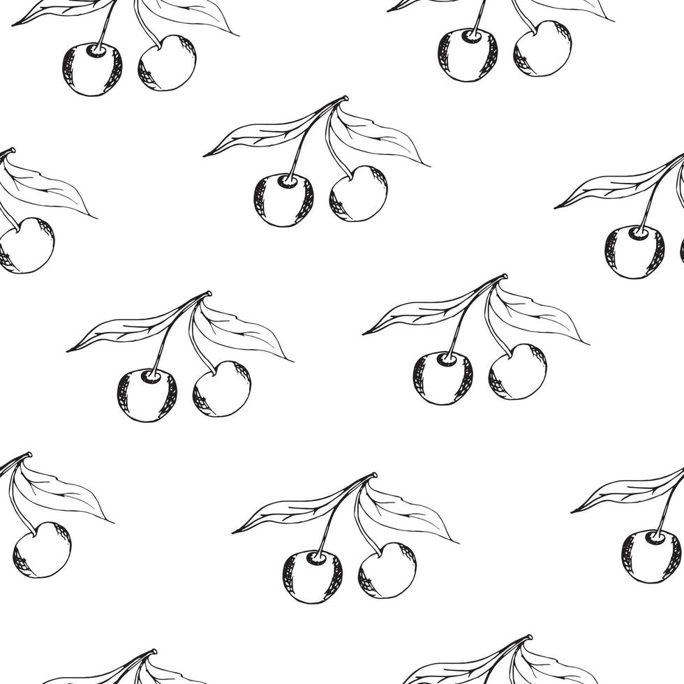 cherry in doodle style vector