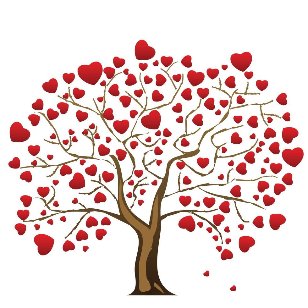 árbol de amor con hojas de corazón vector