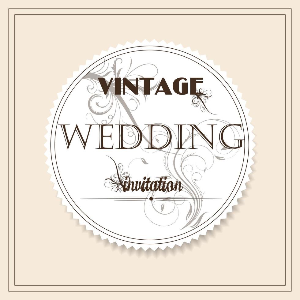 Vintage wedding invitation vector