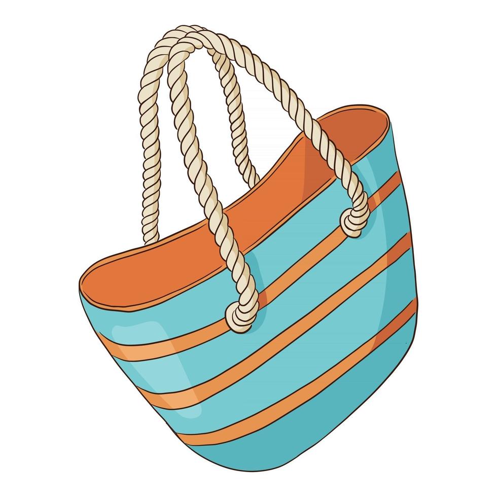 bolso de playa a rayas azul y naranja dibujado a mano vector